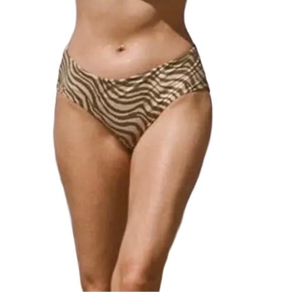 ANDIE Stripe Low Rise Bottom Women Sz L Olive Feminine Animal Resort Cottage NWT - Picture 2 of 12